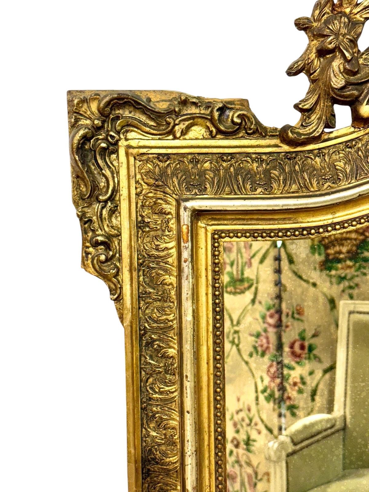 photo buy Napoleon III Period Giltwood Mirror With Ornate Crest, 19th Century