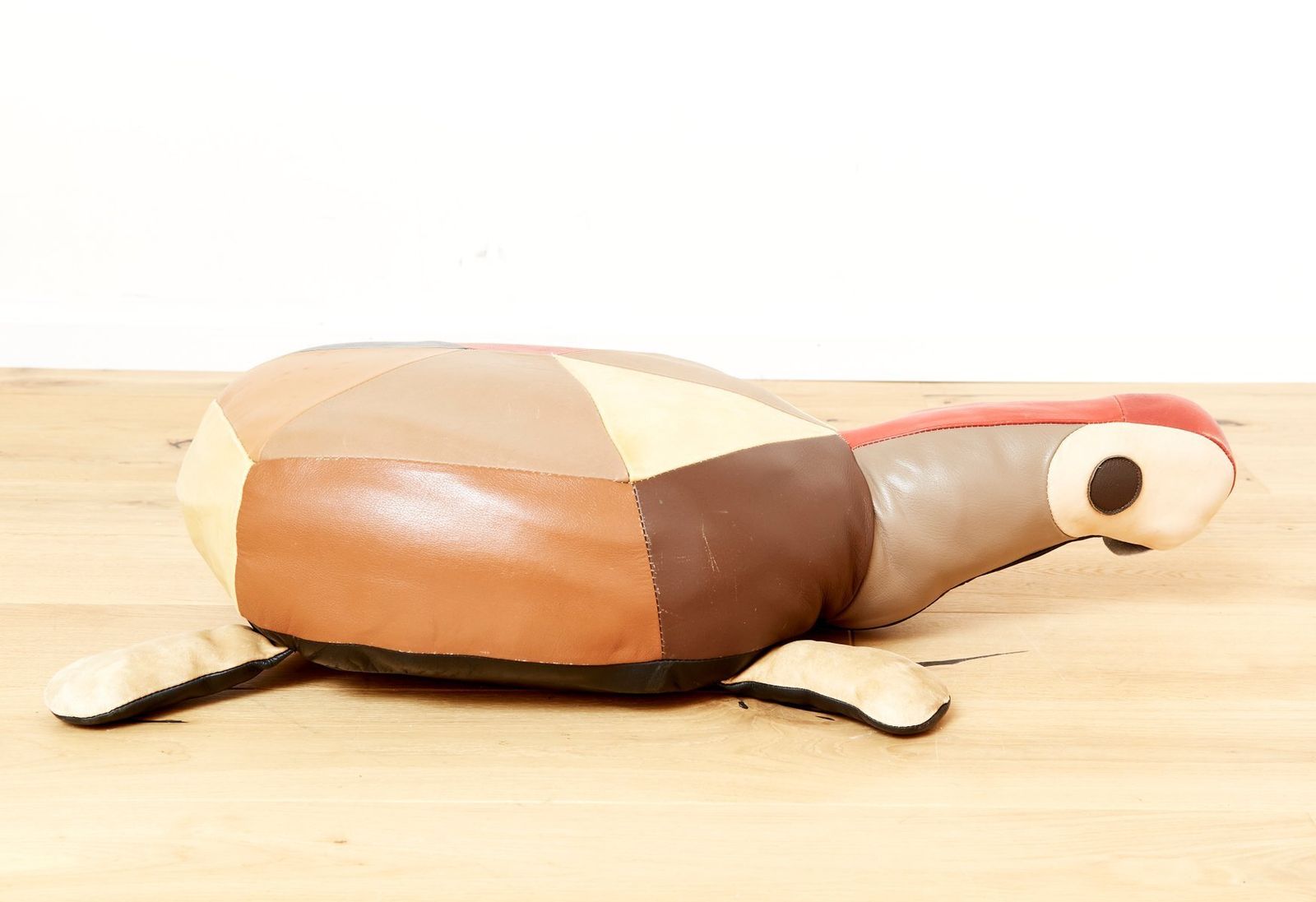 Mid Century Modern Leather Pouf, Switzerland, 1960s photo for sale