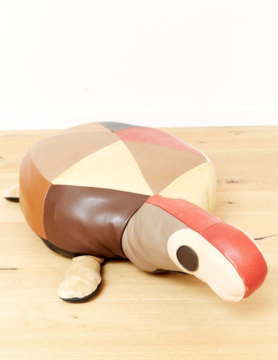 Mid Century Modern Leather Pouf, Switzerland, 1960s photo Home Decor