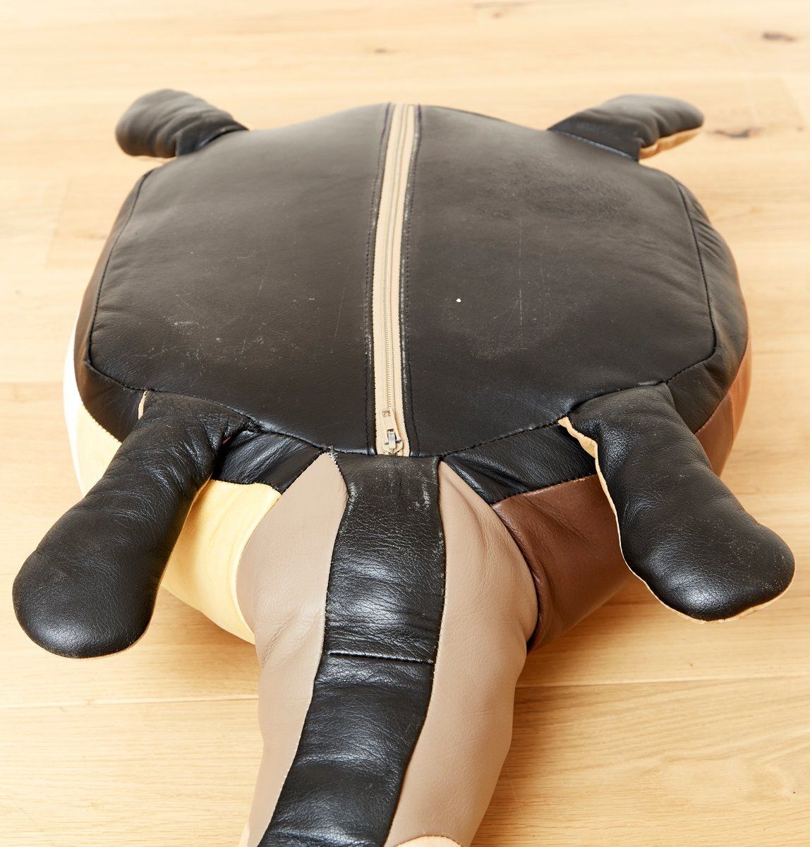 Home Decor Mid Century Modern Leather Pouf, Switzerland, 1960s photo