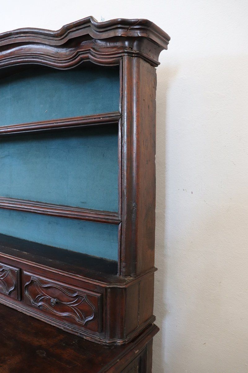 Antique Sideboard In Solid Walnut With Plate Rack, 1680s photo 8769.0