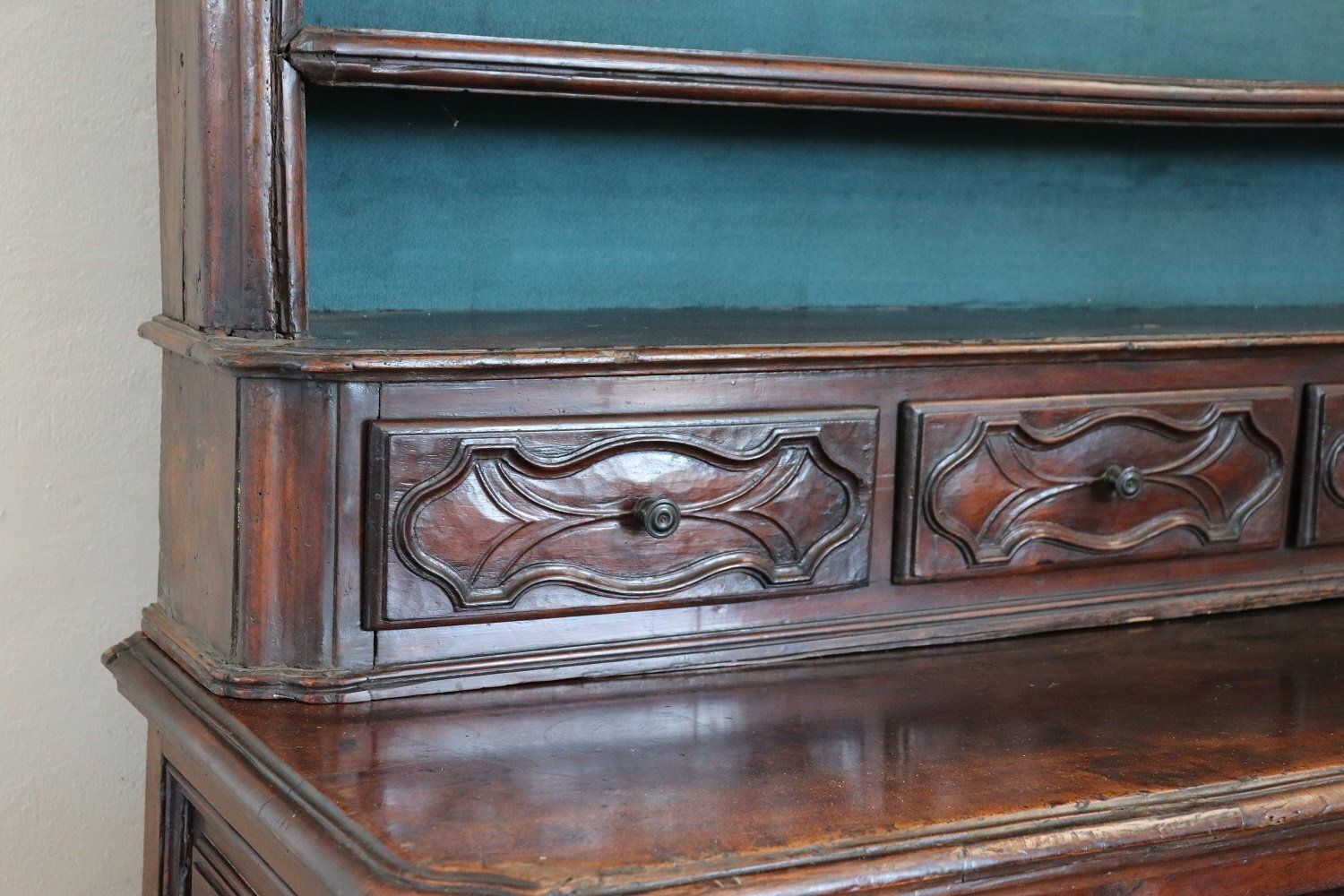 Antique Sideboard In Solid Walnut With Plate Rack, 1680s photo buy