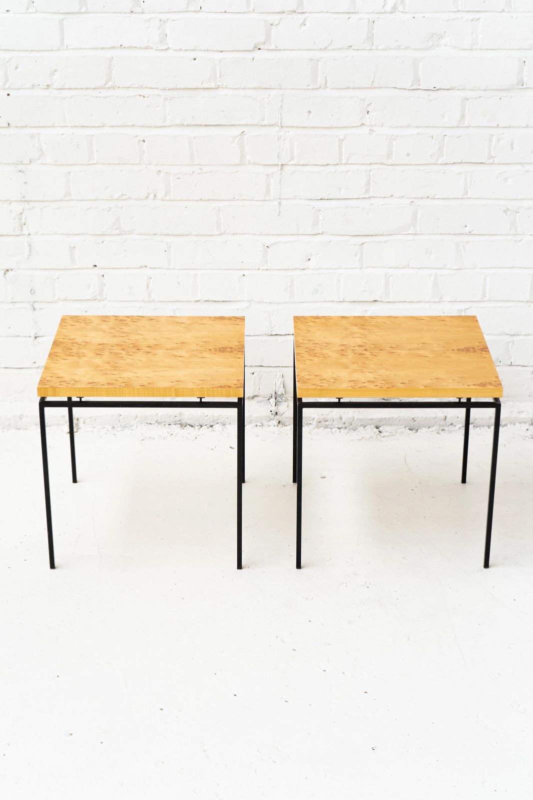 A Pair Of Karelian Birch And Steel Side Tables photo 650.0