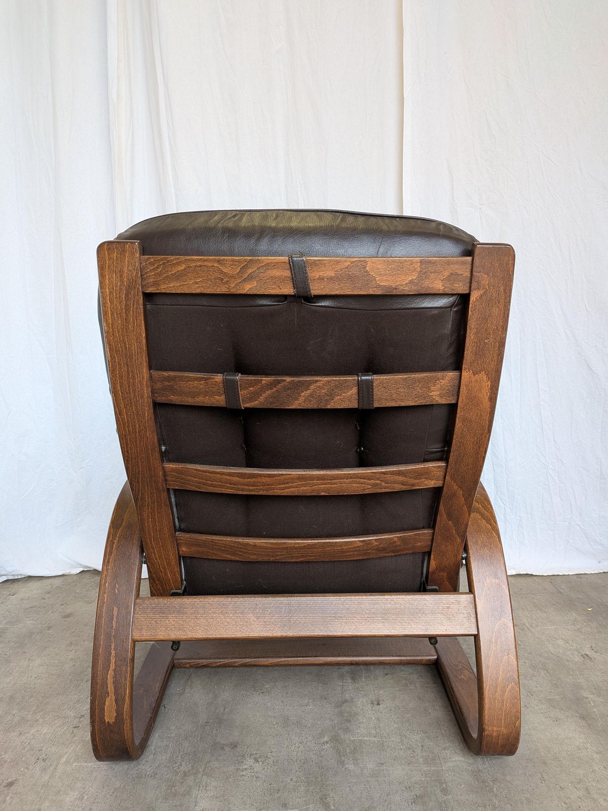 Furniture Vintage Panther Lounge Chair With Ottoman / Brown Leather Recliner Armchair / Bentwood Frame / Mid Century 1970s photo