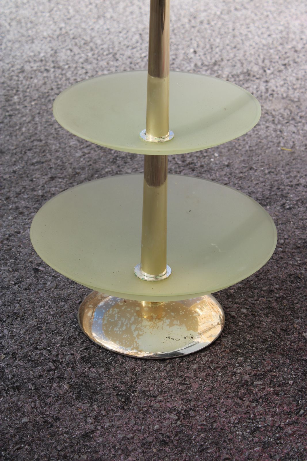 Circular Glass And Metal Cake Stand, Italy, 1960s, Fontana Arte Style photo Home Decor