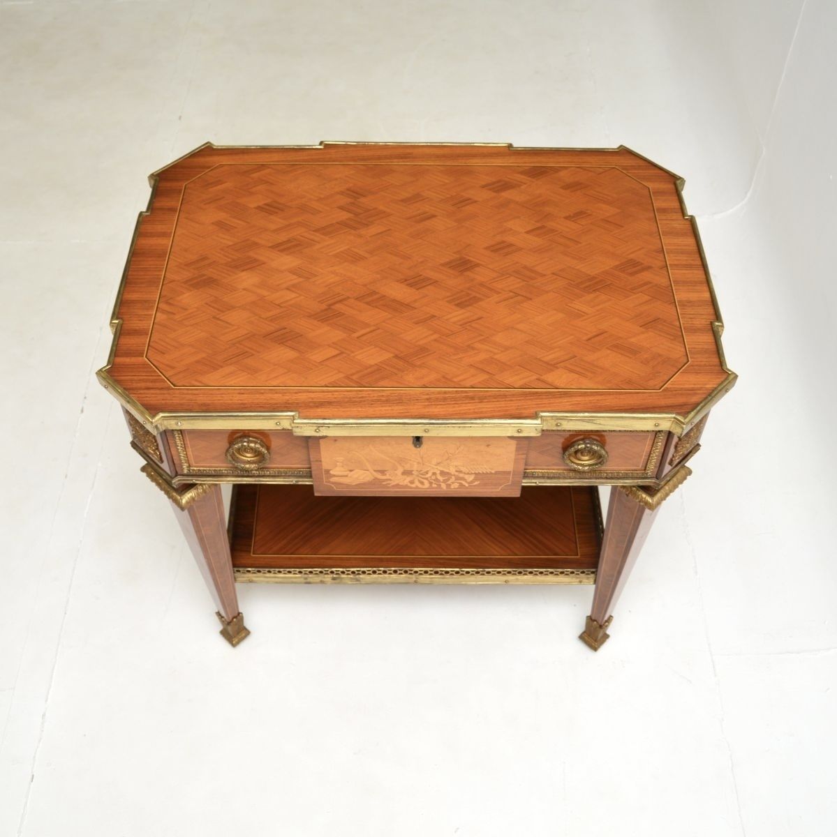 Antique French Inlaid Marquetry Occasional Table photo Furniture