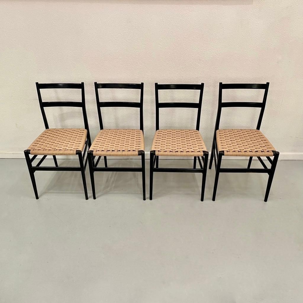 Set Of 4 Vintage Leggera Dining Chairs By Gio Ponti Produced By Cassina Ca. 1950 photo for sale