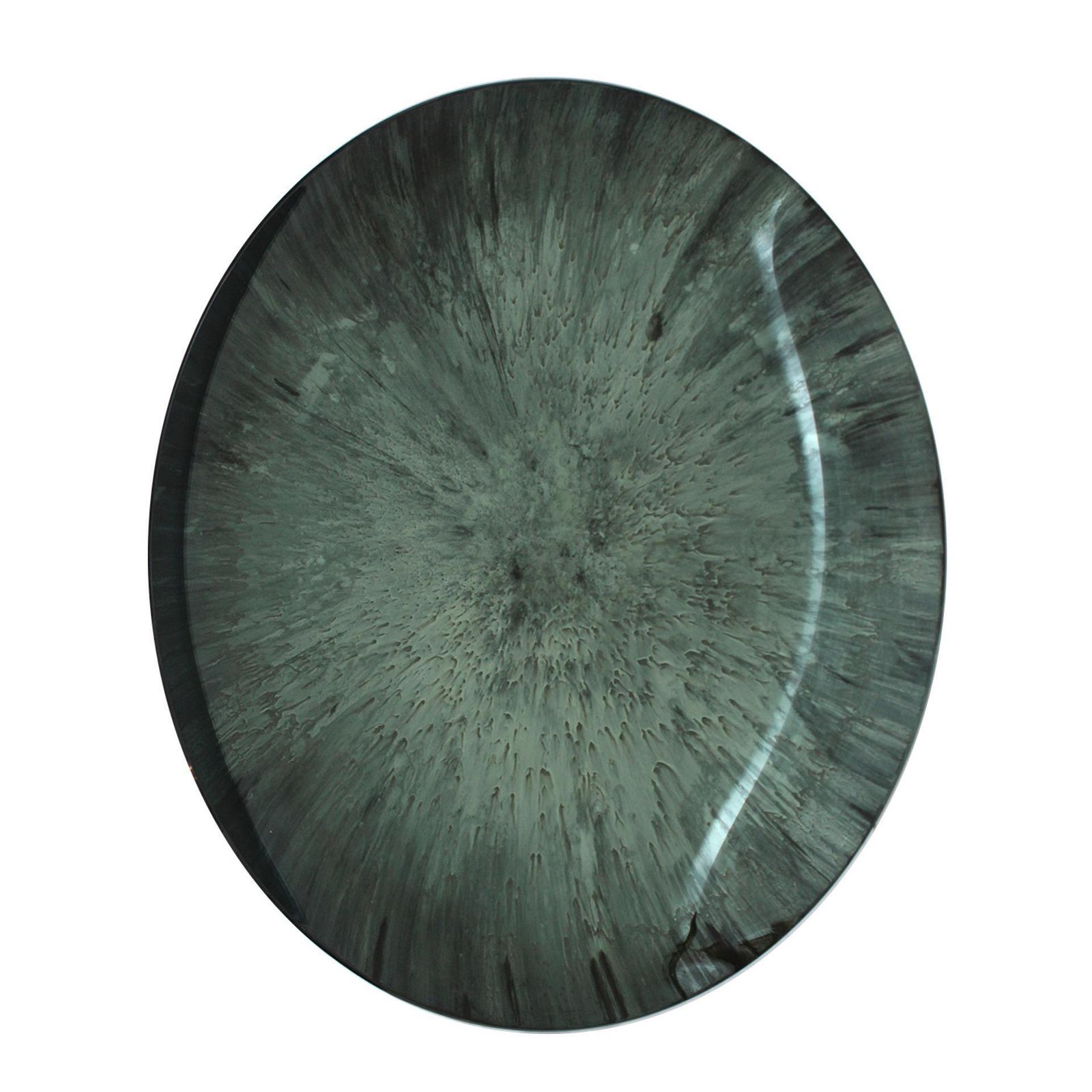 Modern Sculptural Concave Blue Glass Round French Mirror, Unique Piece photo furniture