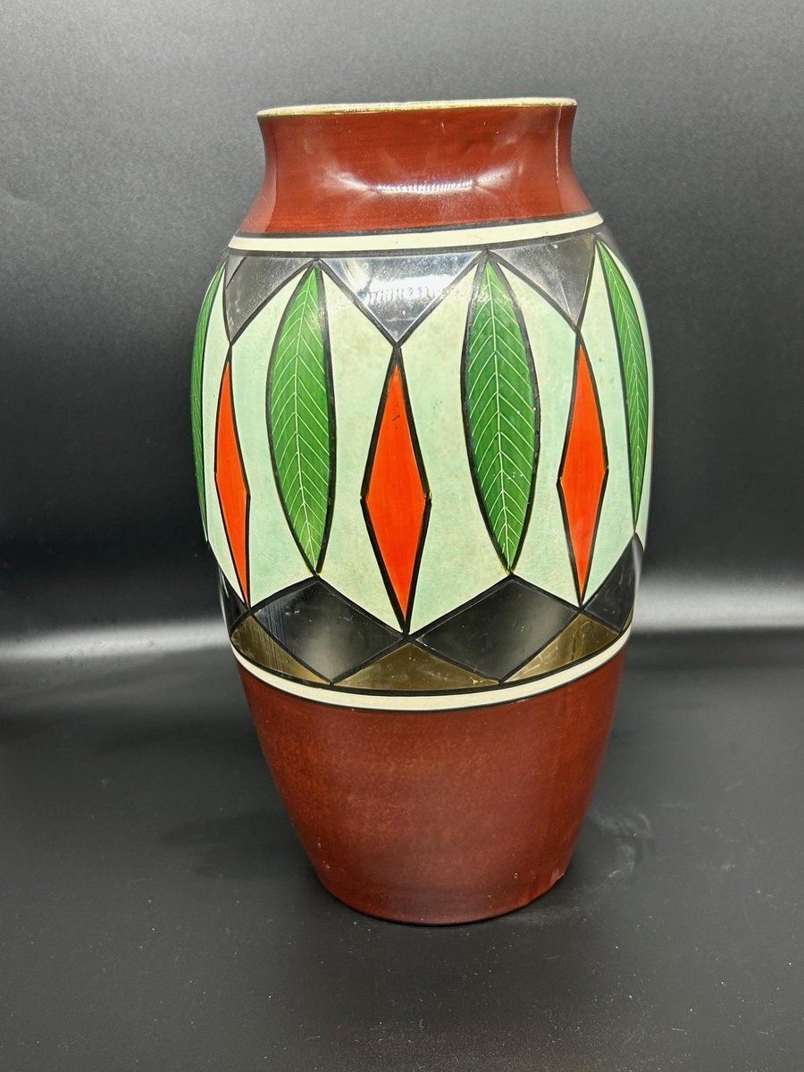 Earthenware Vase By Gustave De Bruyn For Fives   Lille, 1920s photo vintage