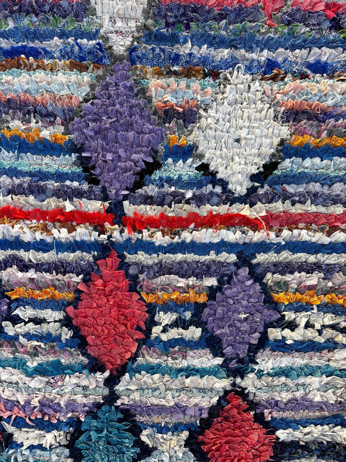 Vintage Moroccan Boucherouite Rug 100x190 Cm   Unique, Entirely Handmade Piece photo Textiles