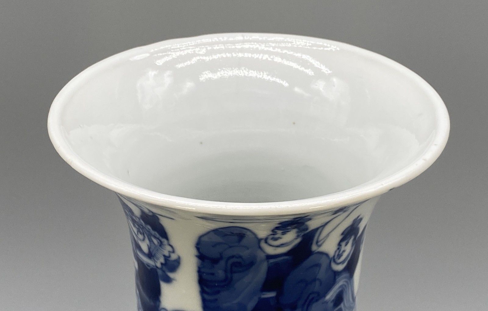 Early 19thc Chinese Gu Shaped Kangxi Style Blue And White Porcelain Beaker Vase photo buy