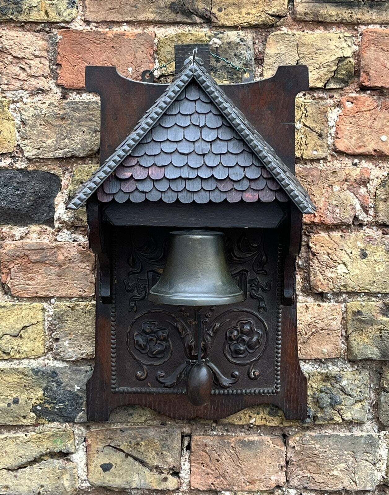 Edwardian Architectural Black Forest Wall Mounted Door Bell, Dinner Bell photo buy