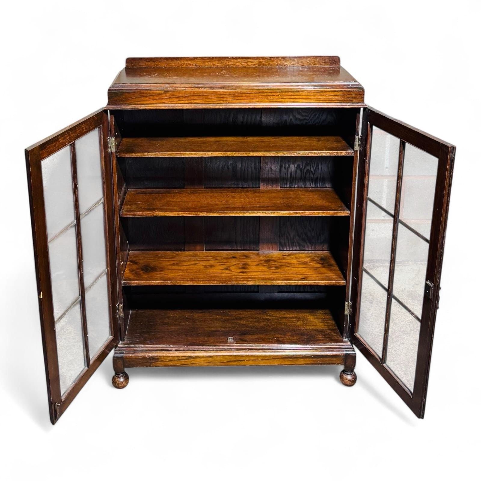 Antique Oak Bookcase C1920s Bunn Feet Quaint photo furniture