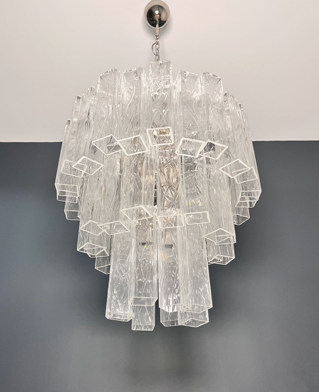 Large Three Tier Murano Glass Tube Chandelier – 48 Glasses photo vinterior