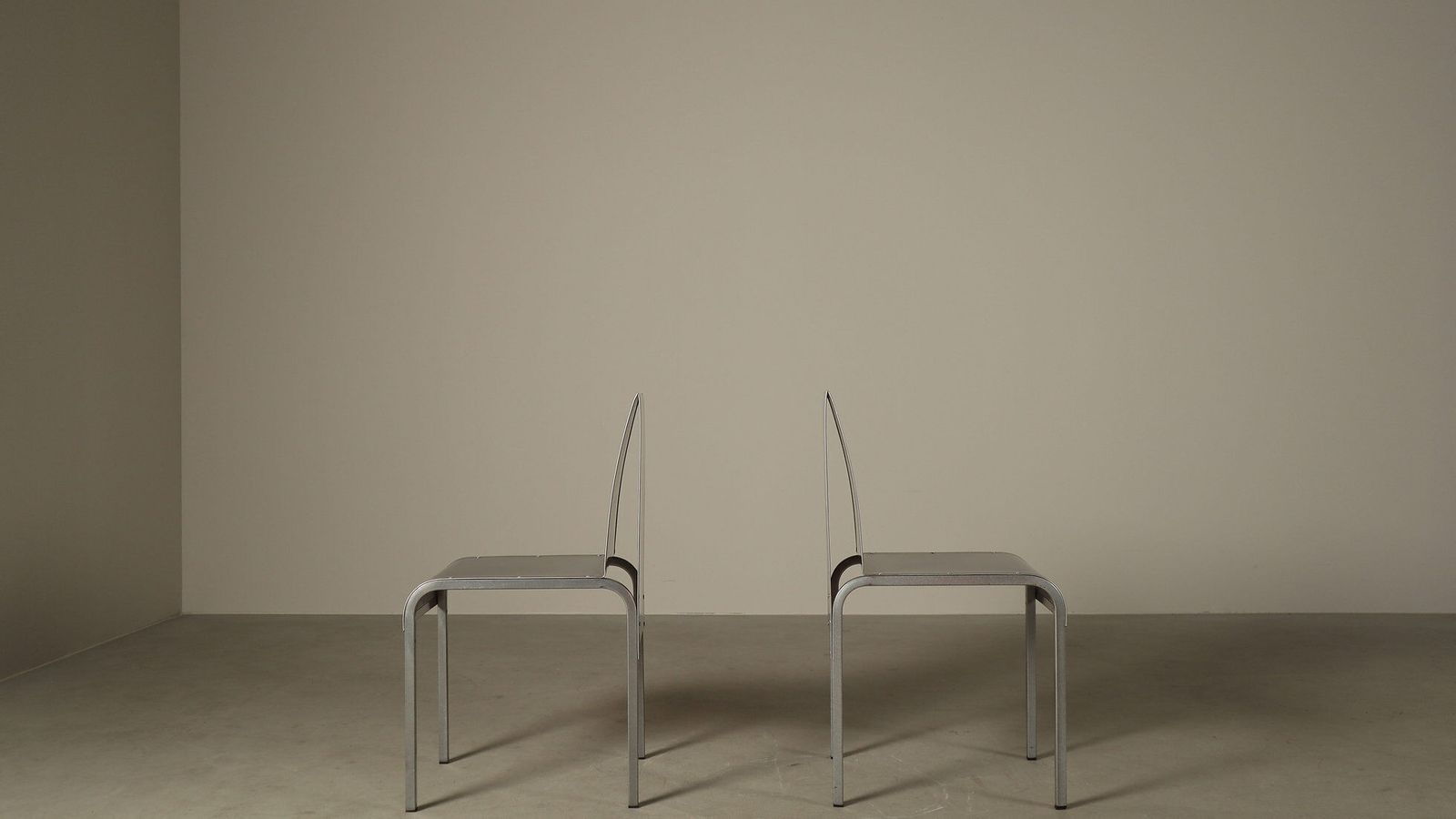 photo furniture Set Of Six Postmodernist Stainless Steel Dining Chairs Dating From Around 1980 1990.
