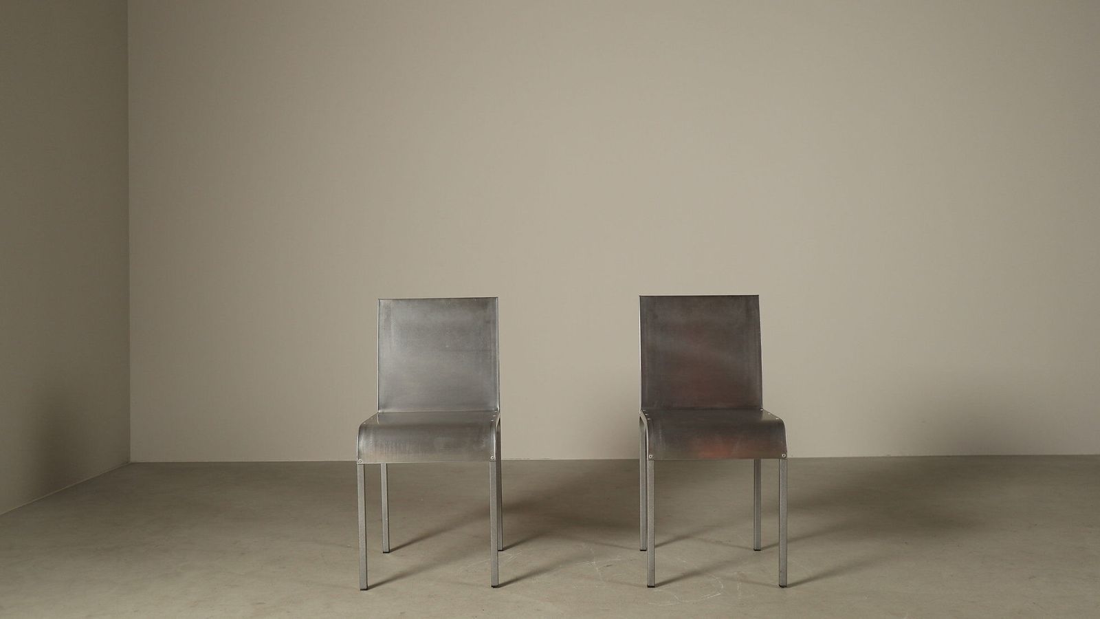 Furniture Set Of Six Postmodernist Stainless Steel Dining Chairs Dating From Around 1980 1990. photo