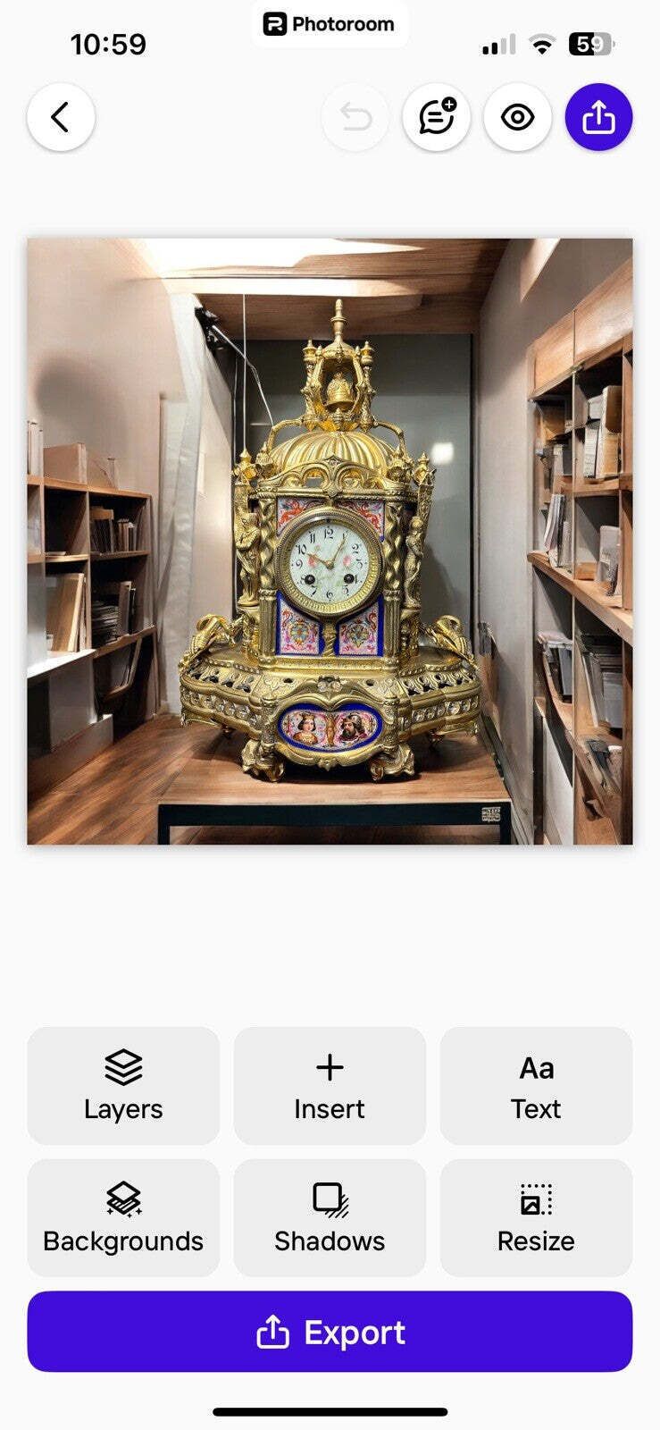 photo vintage Victorian French Clock Under Dome, Porcelain Panels & Decoration Of Royalty.