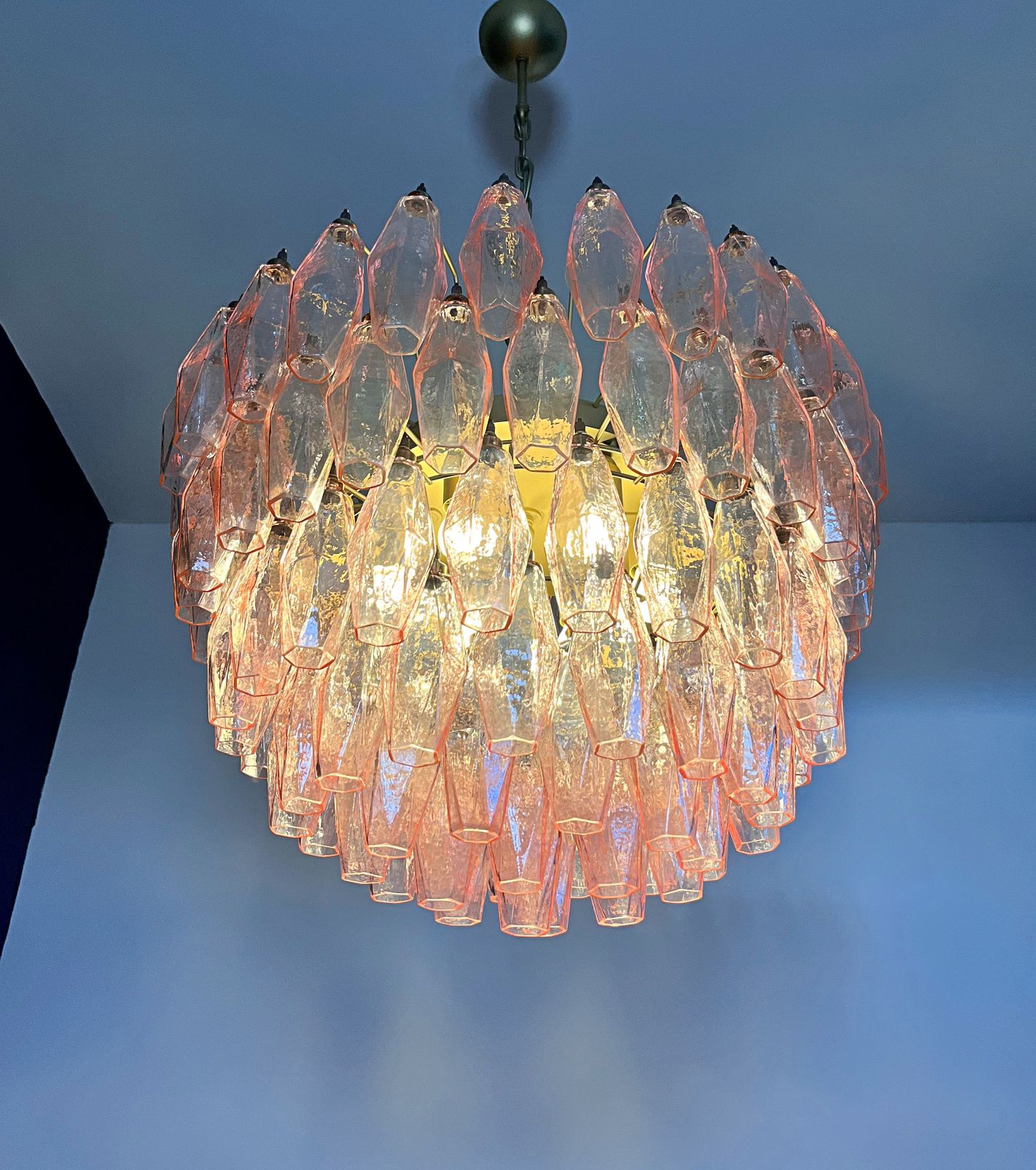 Amazing Murano Glass Candelier – 111  Pink Poliedri photo buy