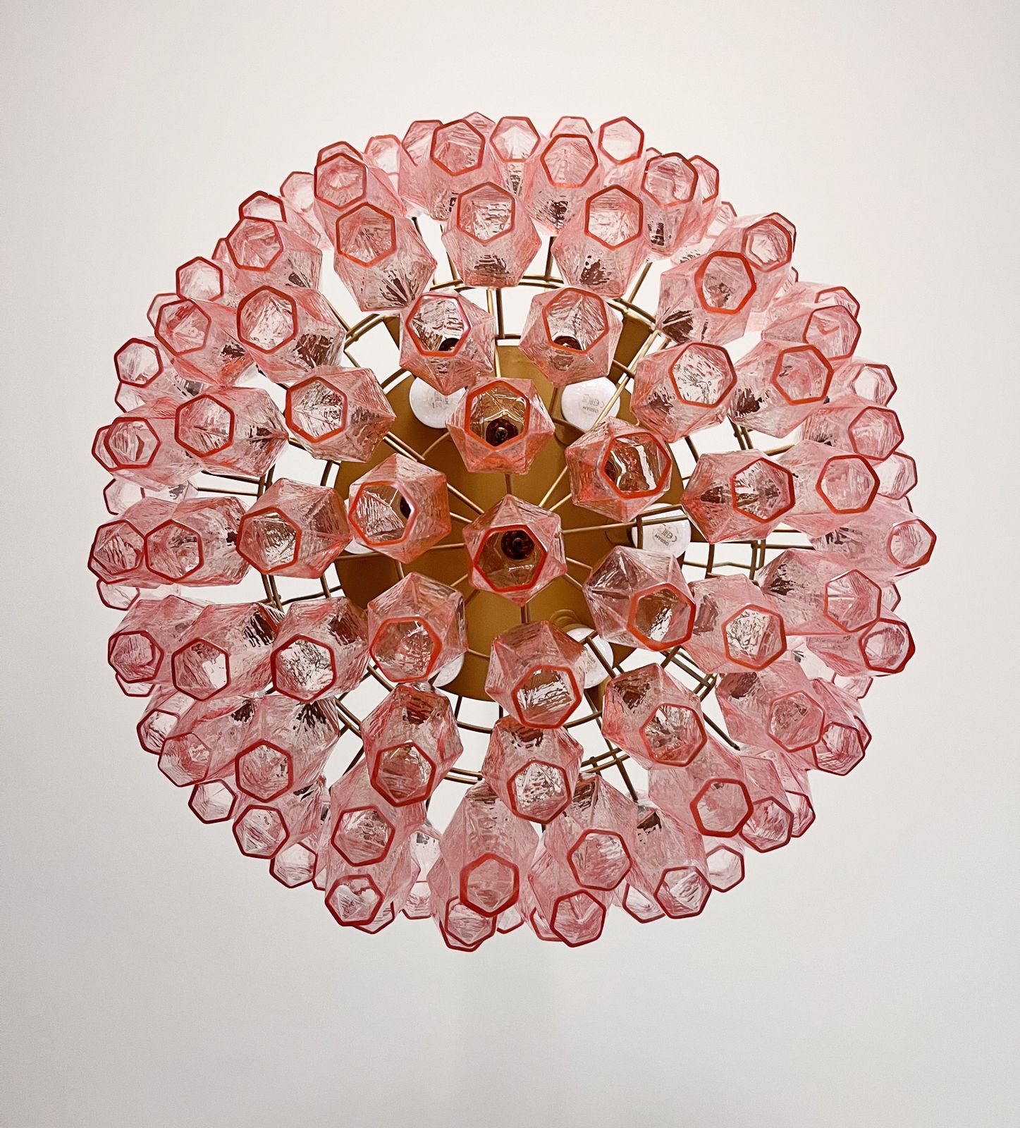 Amazing Murano Glass Candelier – 111  Pink Poliedri photo vintage