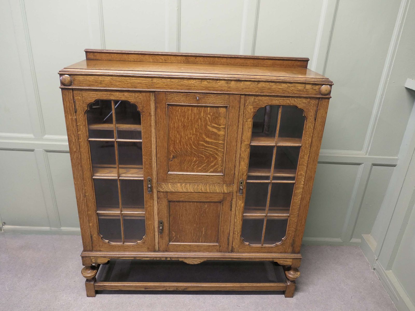 Arts And Crafts Golden Oak Display Cabinet, Bureau, Book Case photo furniture