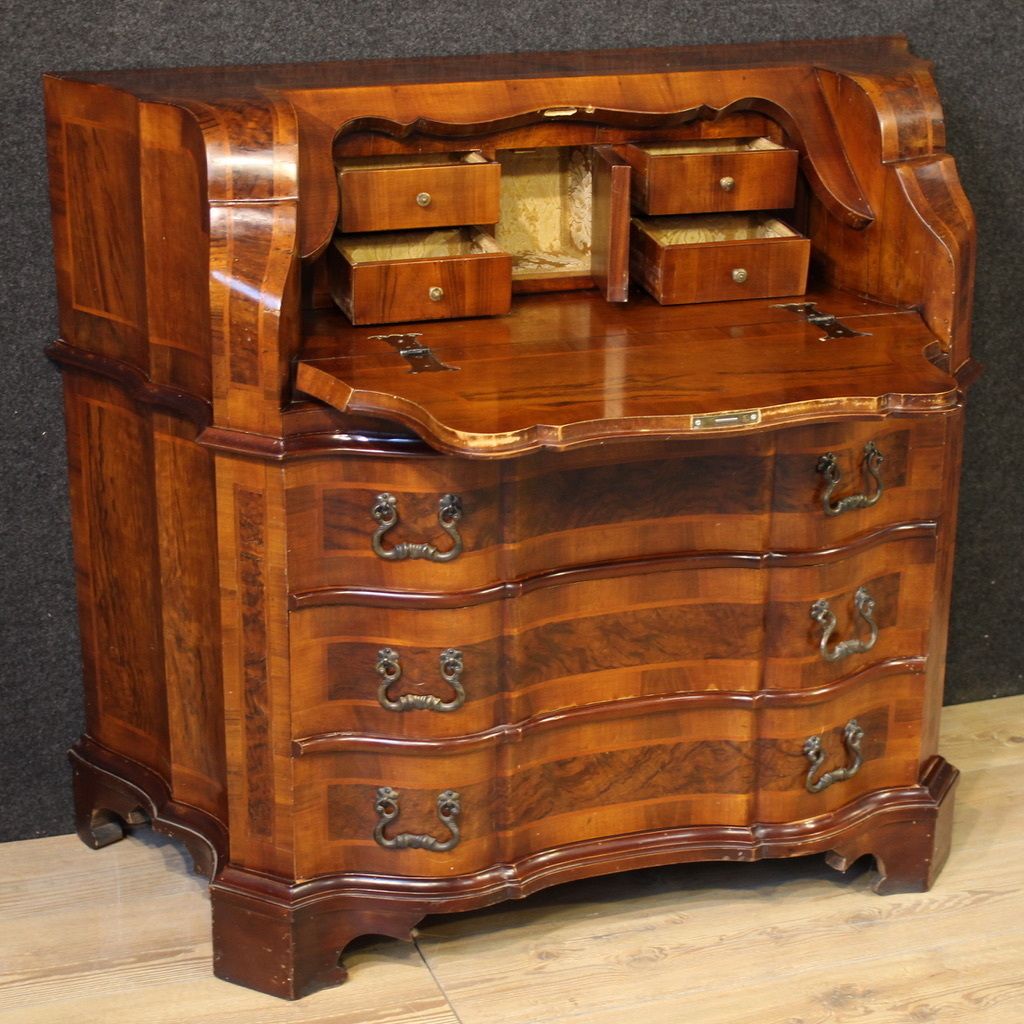 photo furniture Venetian Bureau In Walnut Wood From The 20th Century