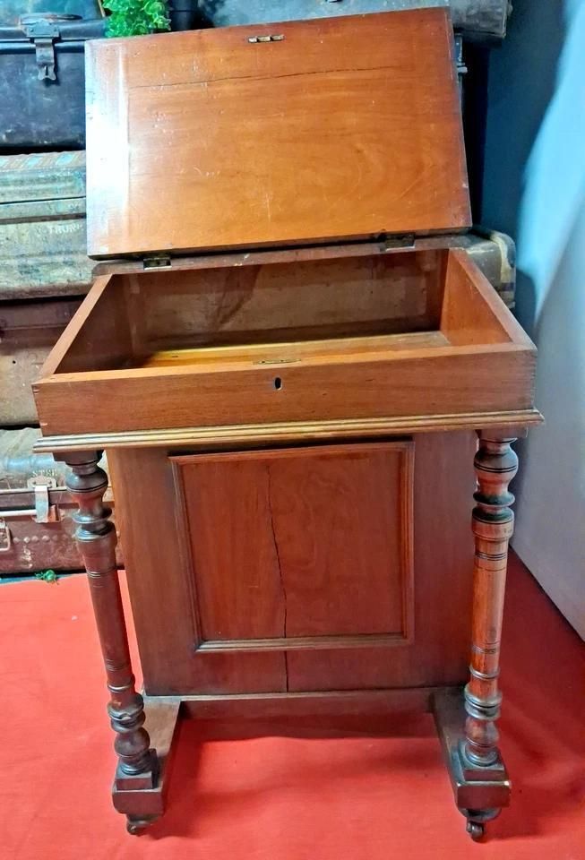 Davenport Desk With Brass Cup Handles Lots Of Patina In Victorian Style photo for sale