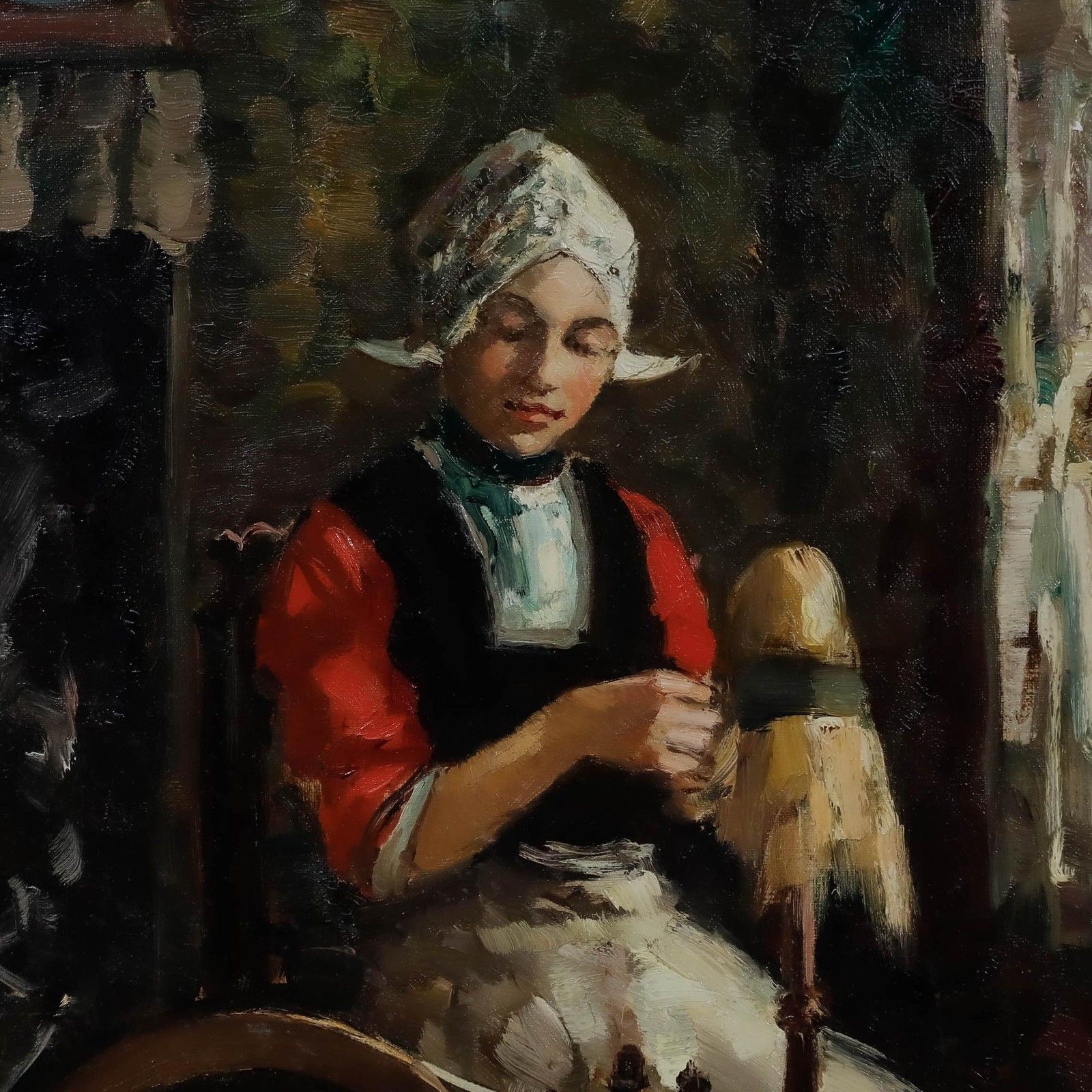 Harry Haerendel (1896 1991) Framed 20th Century Oil, The Spinning Wheel photo 350.0