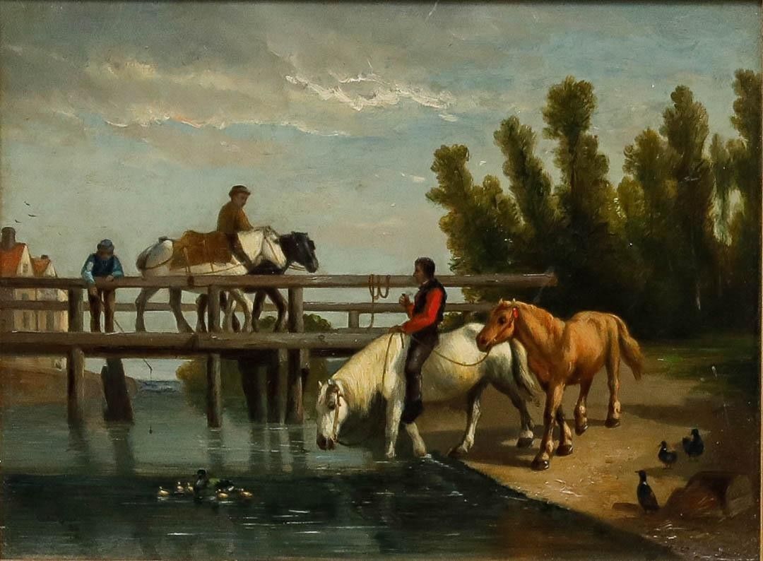 Anthony De Bree (1856 1921) 1885 Oil, Watering At The River photo furniture