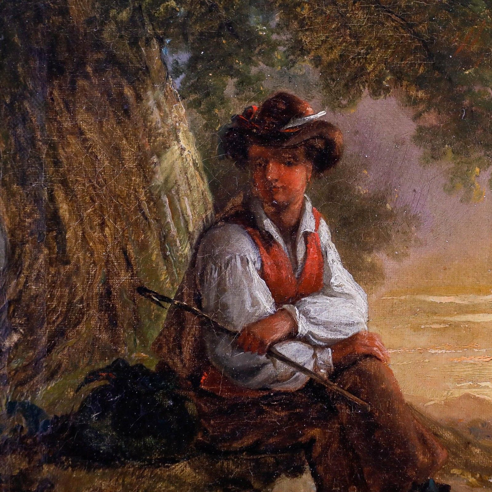 Attrib. Charles Waller Shayer (1826–1914) 19th Century Oil, A Rustic Figure photo Art