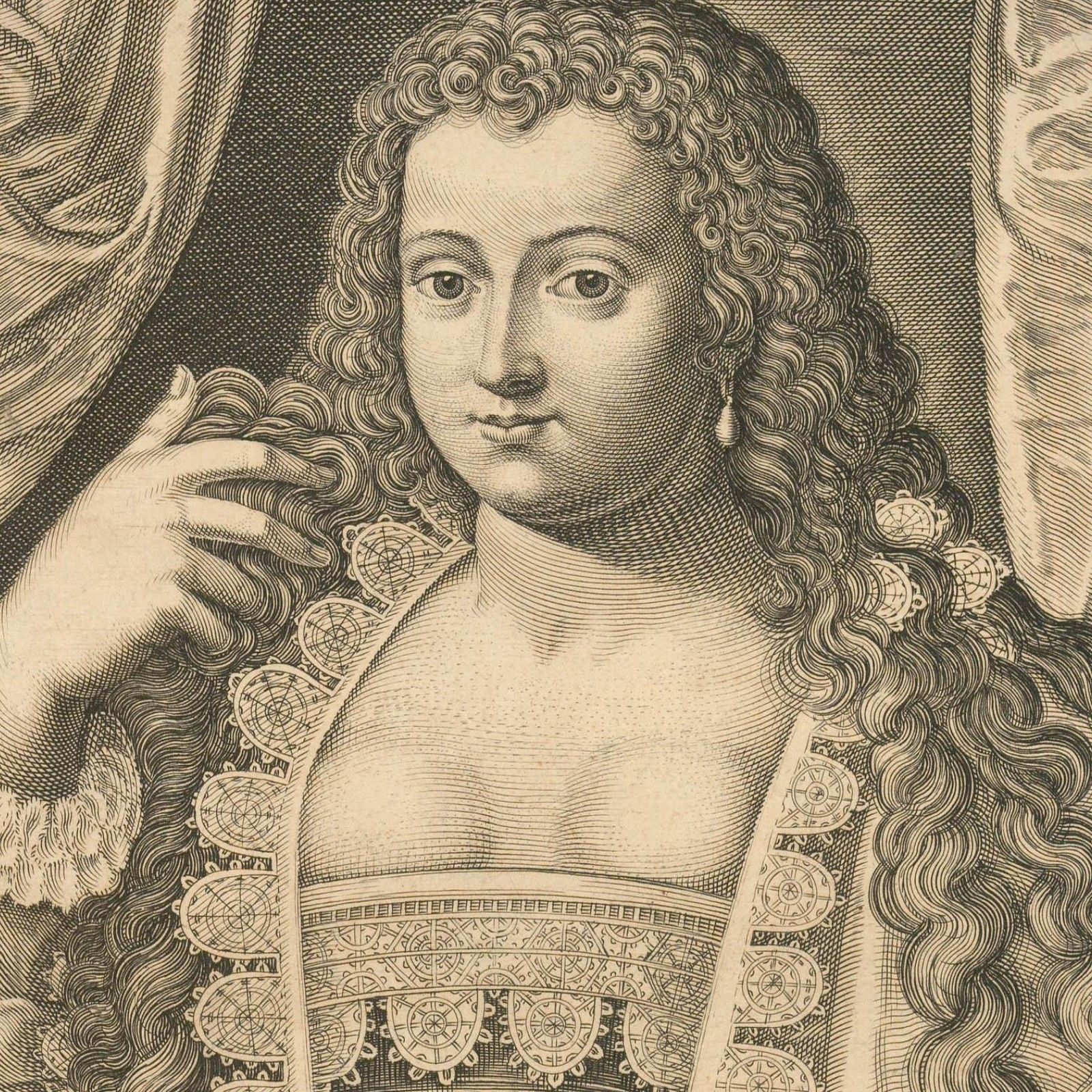 Jean Leblond (C.1594 1666) 17th Century Engraving, Portrait Of A Lady photo for sale