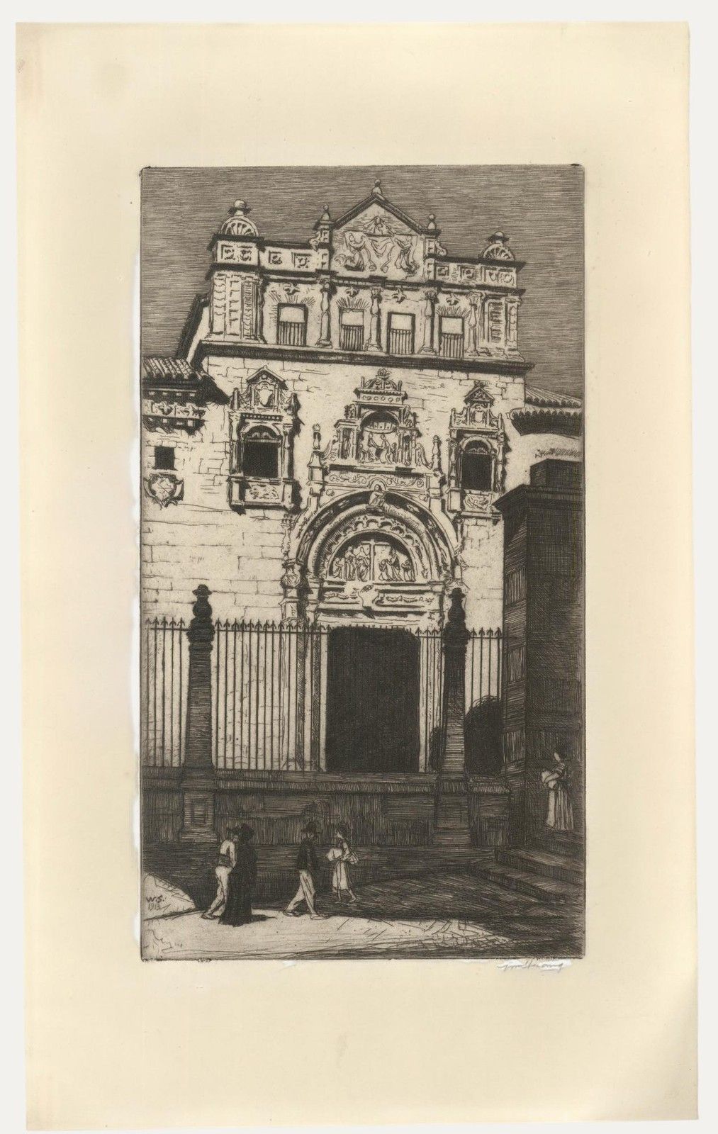 William Strang Ra (1859 1921) 1913 Etching, Doorway Of Santa Cruz, Toledo