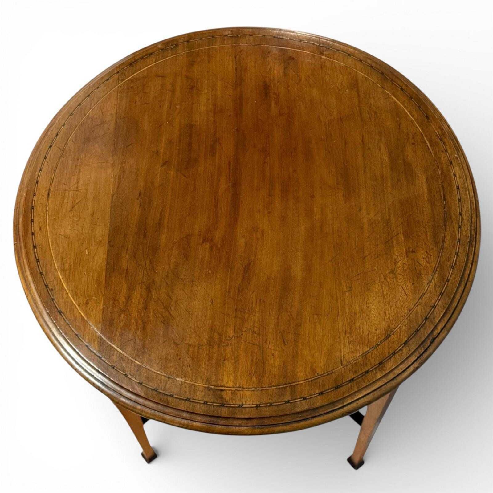 Edwardian Inlaid Mahogany Occasional Table With Satinwood Border photo vintage