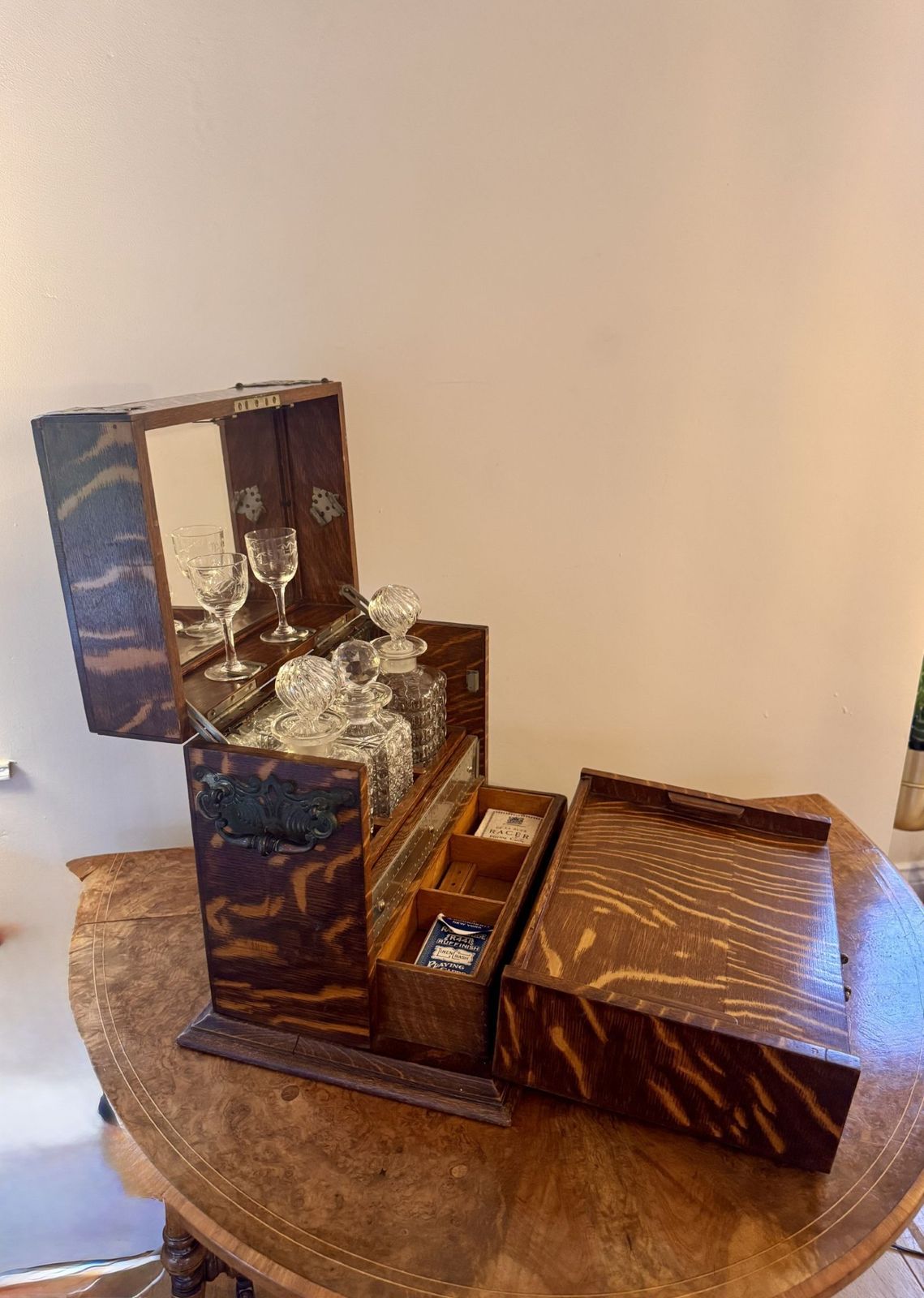 Outstanding Quality Antique Oak Decanter And Games Box photo furniture