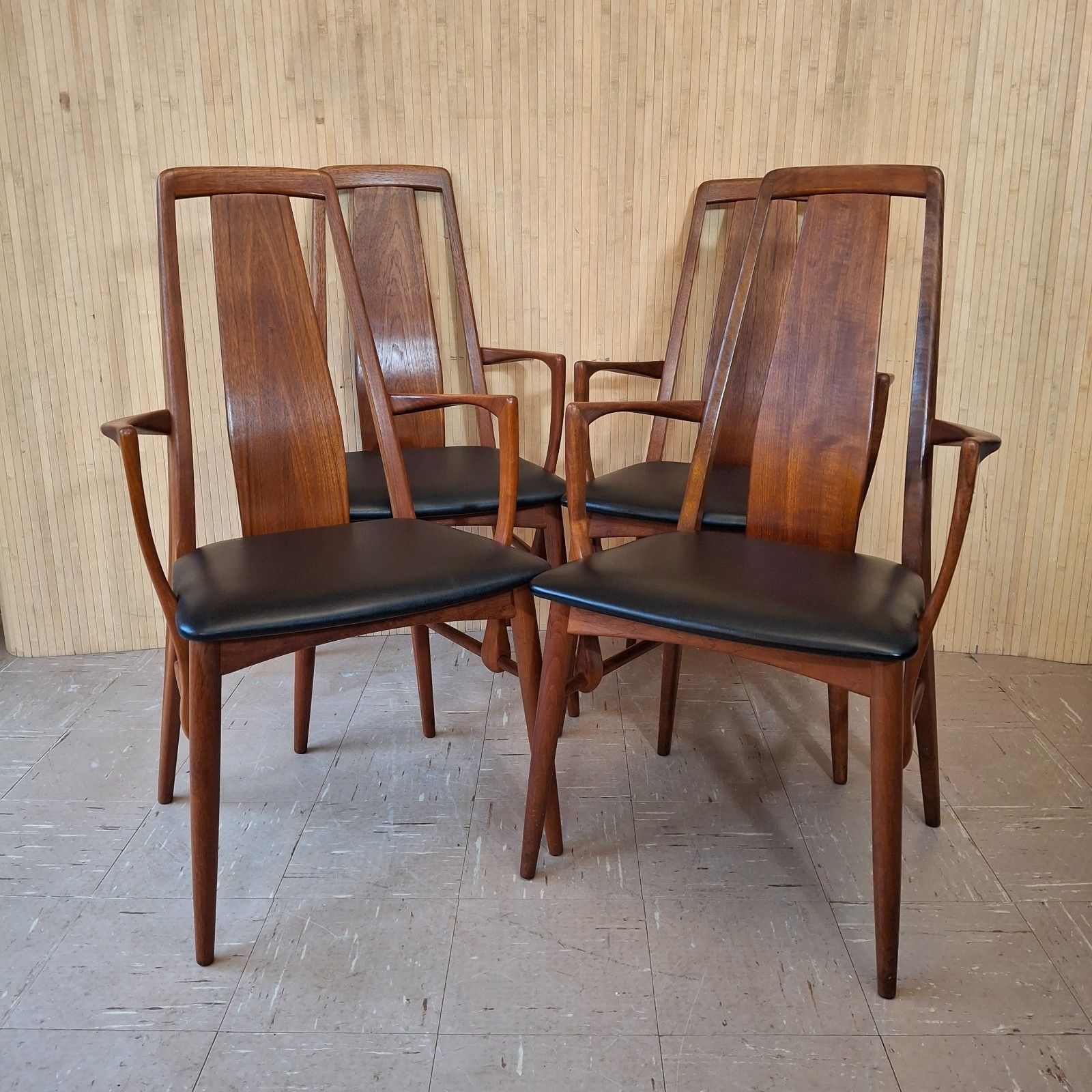 Fab Vintage Set Of 4 Danish Teak Niels Koefoed Eva Dining Carver Chairs Black photo furniture