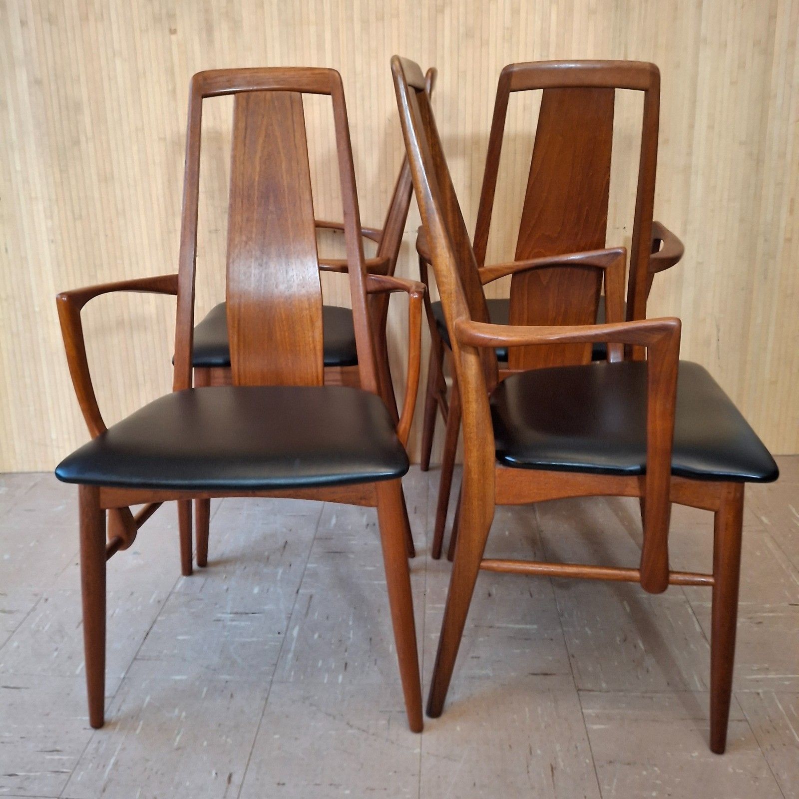 Fab Vintage Set Of 4 Danish Teak Niels Koefoed Eva Dining Carver Chairs Black photo 1300.0