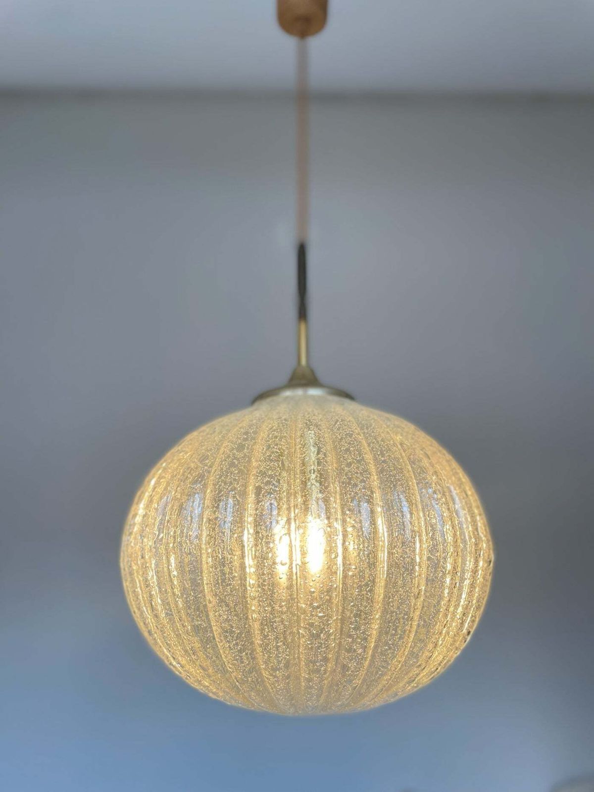 Vintage Doria Crackle Glass Hanglamp, Duits, Jaren 1960 photo Verlichting