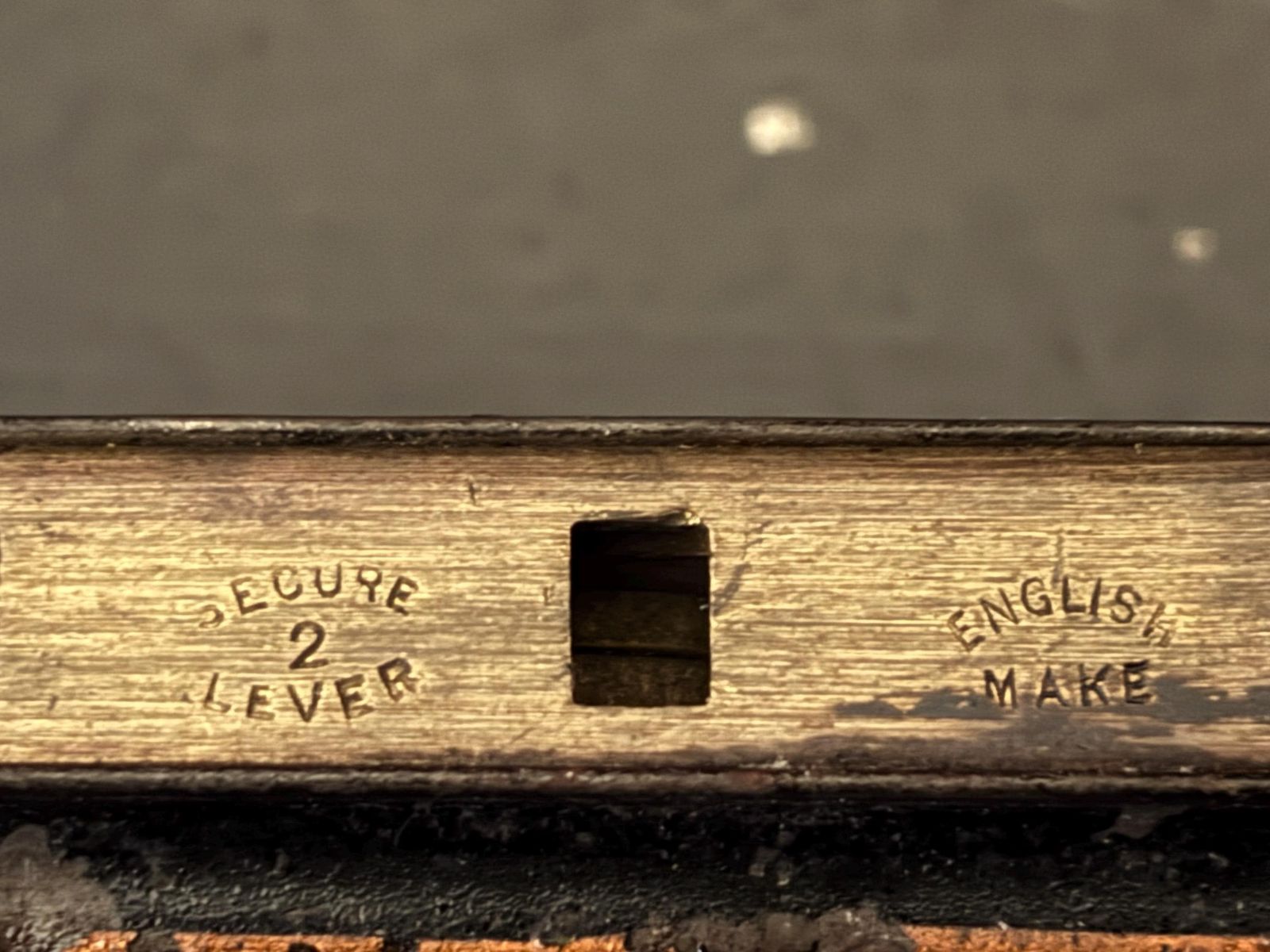 Antique English Made Lock Box Safe Bank Key And Insert Metal Gold & Black With Key photo Home Decor