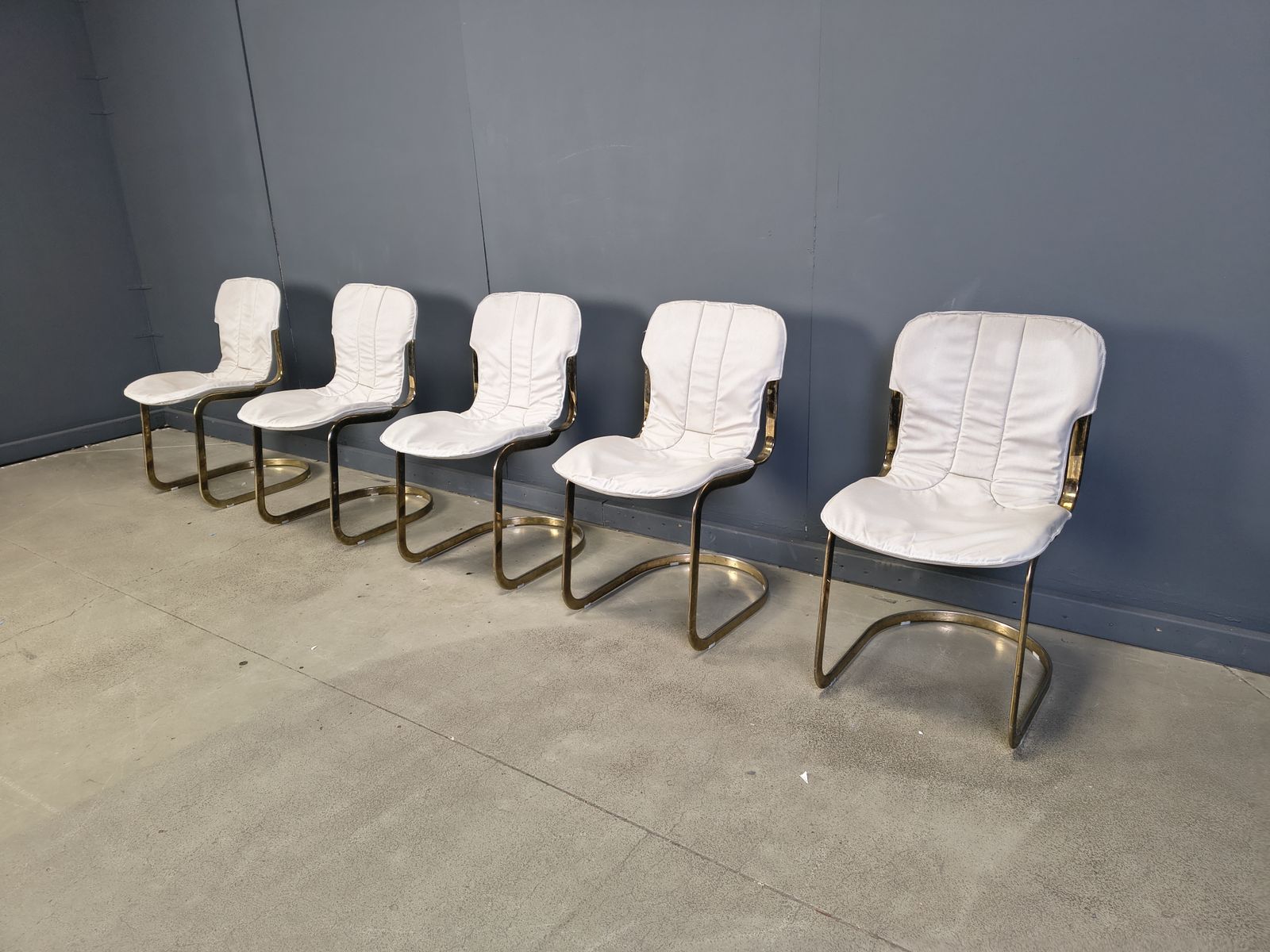 photo furniture Vintage Dining Chairs By Willy Rizzo For Cidue Set Of 5, 1970s