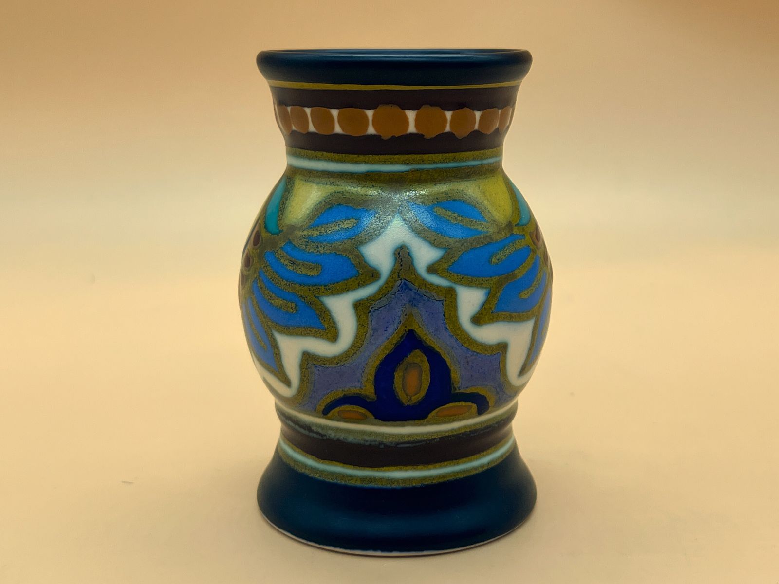 photo for sale Pzh Zuid Pottery Holland Gouda Art Deco Hand Painted Small Vase And Wall Plaque. 599 & 993.