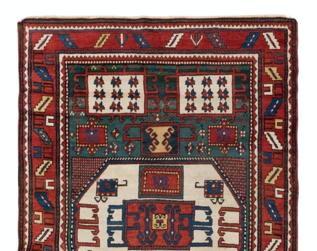 4.5x6.8 Ft Antique Karachopt Kazak Rug, South Caucasus, Late 19th Century photo furniture