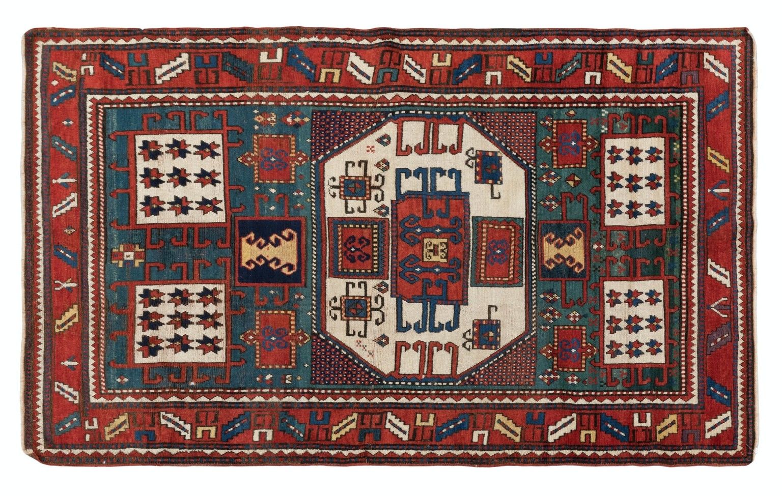 4.5x6.8 Ft Antique Karachopt Kazak Rug, South Caucasus, Late 19th Century photo Textiles