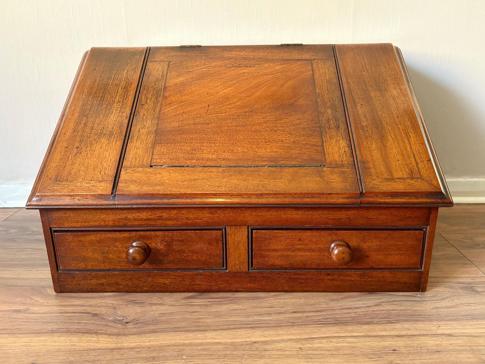 Antique Early 20thc Mahogany Tabletop Scribes/Clerks Desk