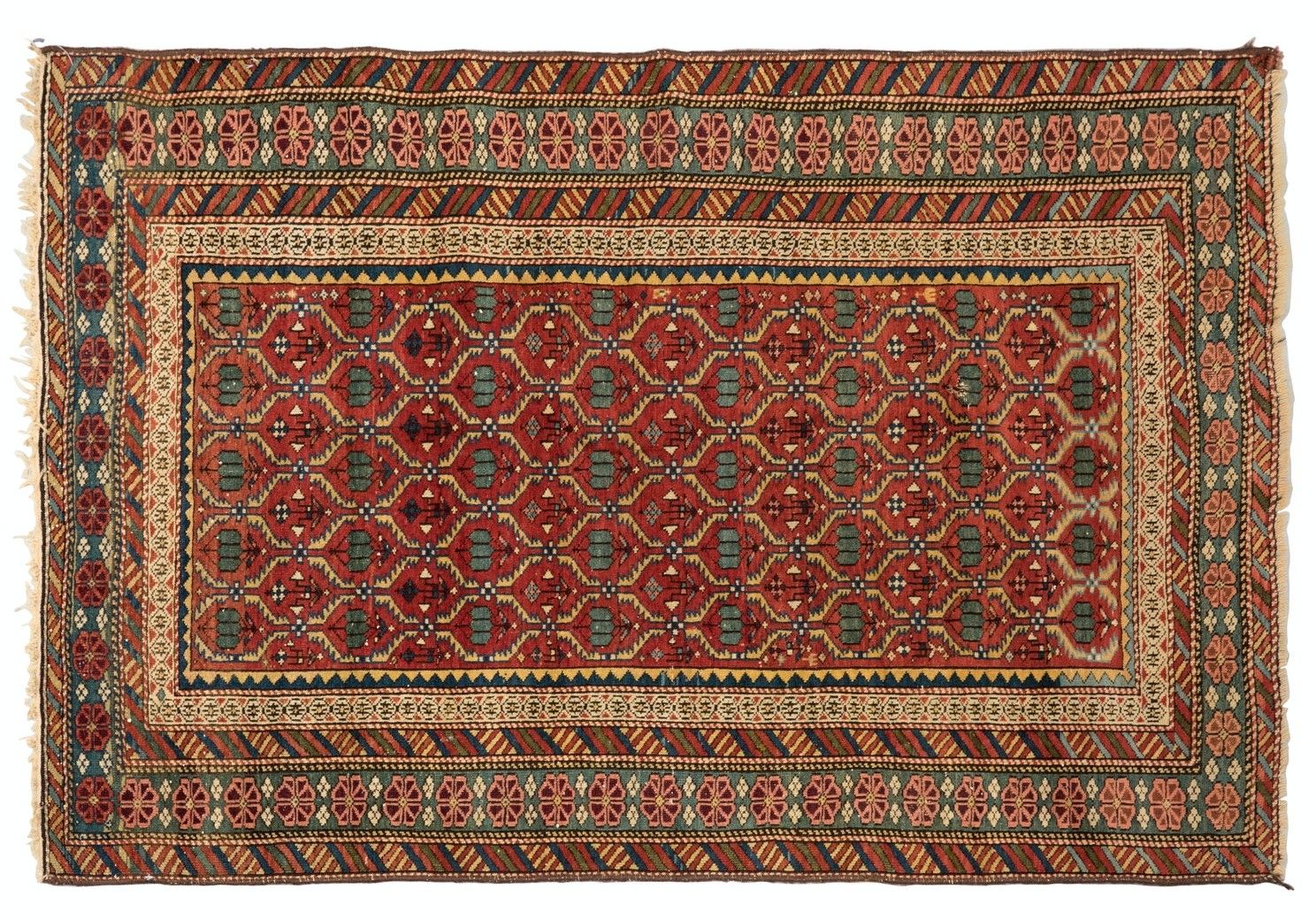 3.8x5.3 Ft Antique Kuba Rug, East Caucasus, Ca 1880 photo Textiles