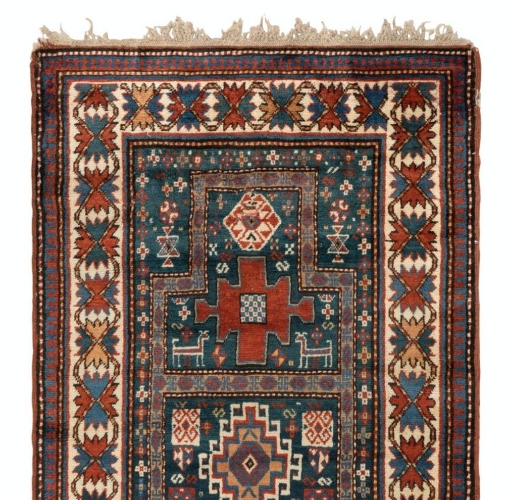 3.7x7 Ft Antique Karachopt Kazak Rug, South Caucasus, Late 19th Century photo furniture