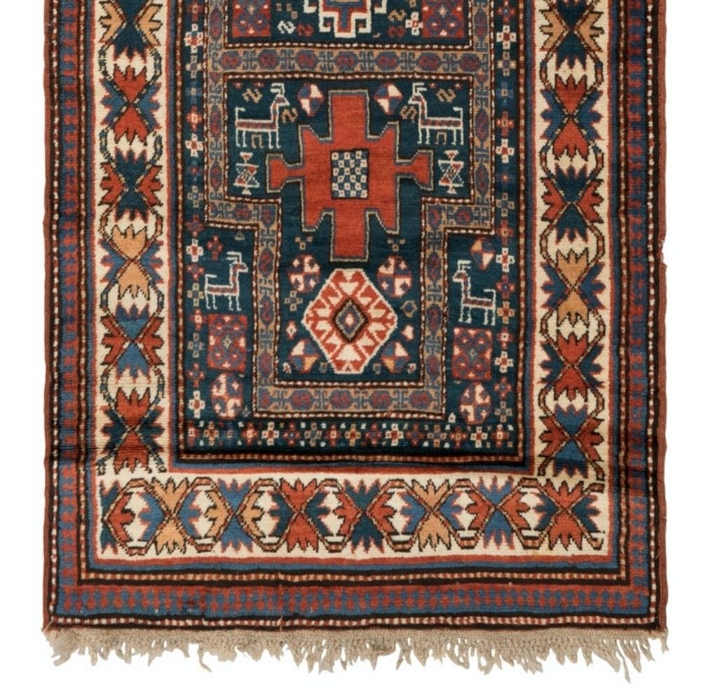 3.7x7 Ft Antique Karachopt Kazak Rug, South Caucasus, Late 19th Century photo for sale