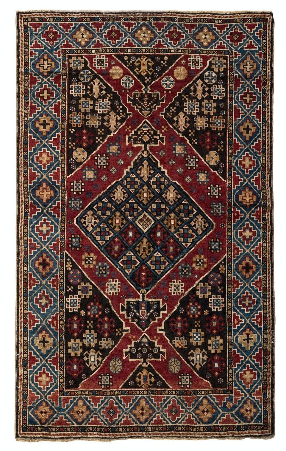 3.5x5.5 Ft Antique Karabagh Rug, Late 19th Century