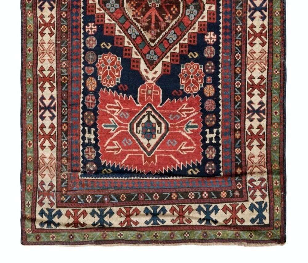4.7x8.2 Ft Antique Caucasian Kazak Rug, In Well Preserved Original Condition photo for sale