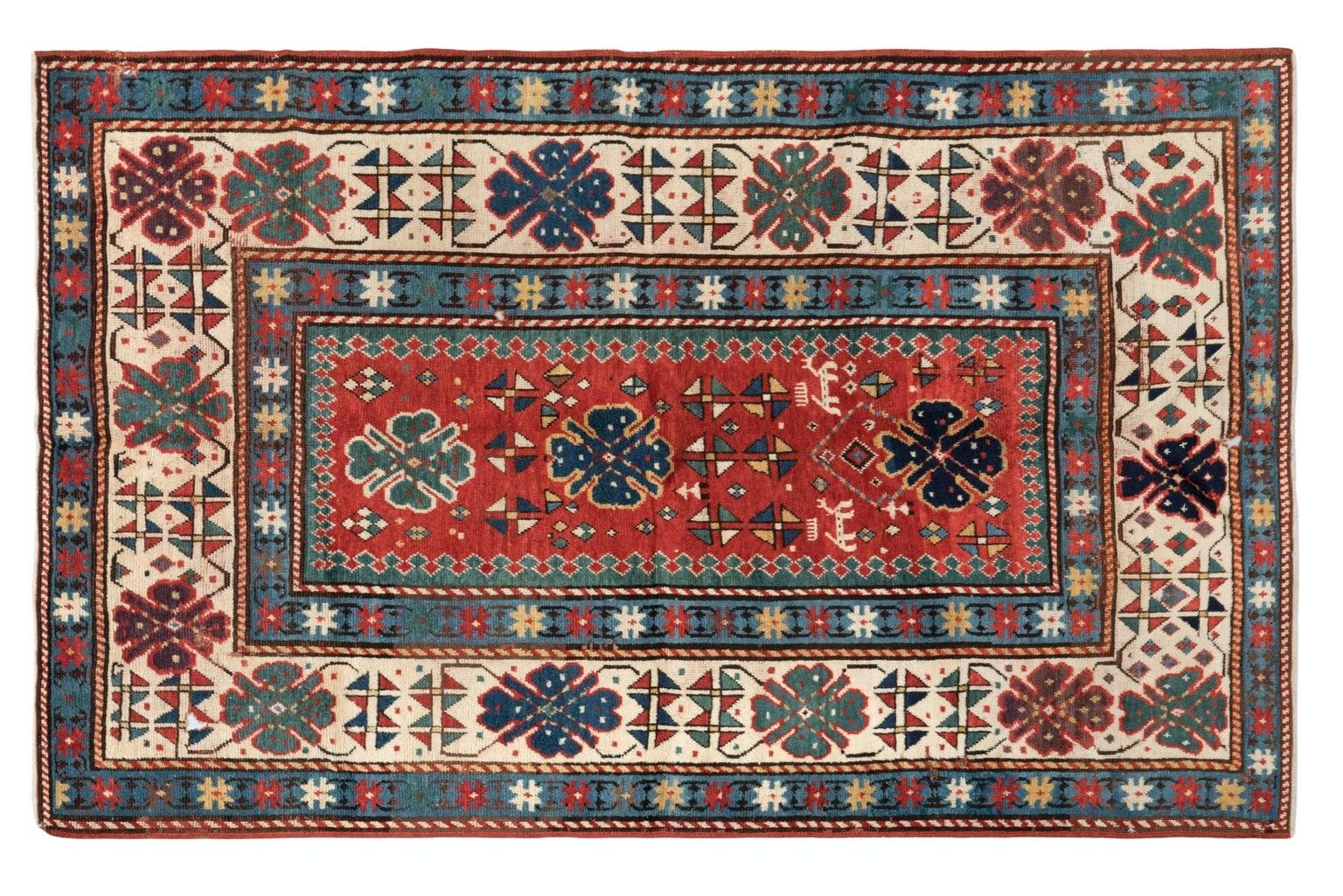 5x6.6 Ft Antique Caucasian Kazak Rug, Circa 1870 photo Textiles