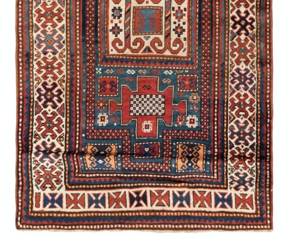 4x7 Ft Antique Karachopt Kazak Rug, South Caucasus, Late 19th Century photo for sale