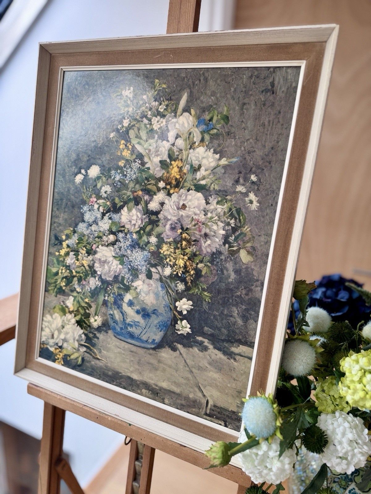 Mid Century Framed Print "Spring Bouquet" By Pierre Auguste Renoir C1940s photo furniture